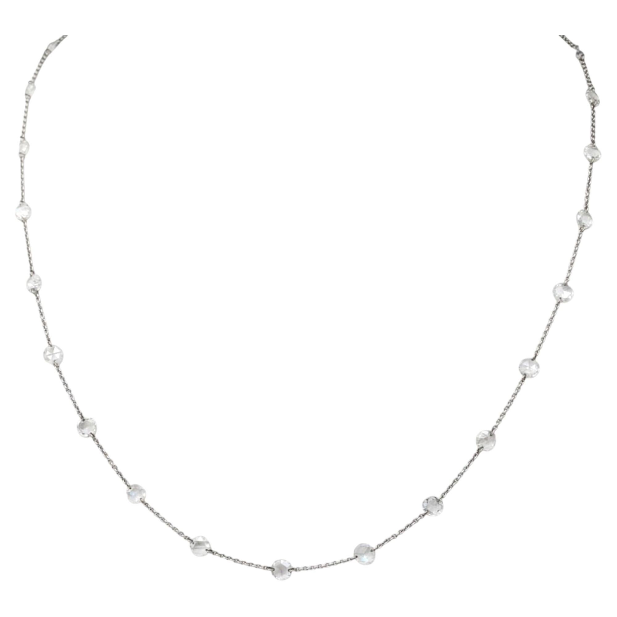 Collana vintage da 16" con diamante bianco naturale (4,50ct) in oro bianco 18 carati