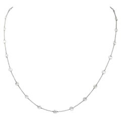 Collar Vintage de 16" de Diamantes Blancos Naturales(4.50ct) en Oro Blanco de 18 Kilates