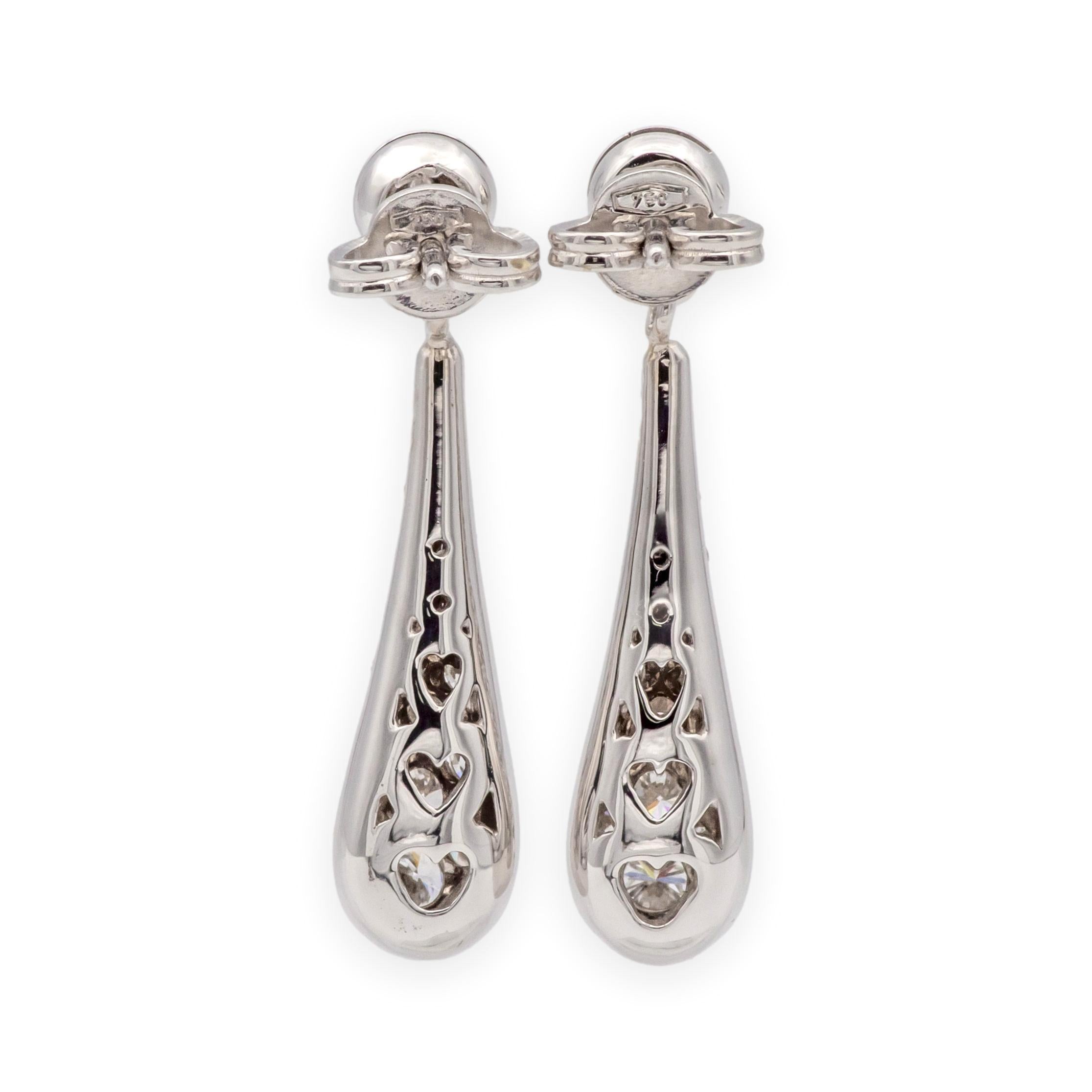 Orecchini a goccia pendenti in oro bianco 18K con pavé di diamanti 1,25 tcw. G VS in vendita 6