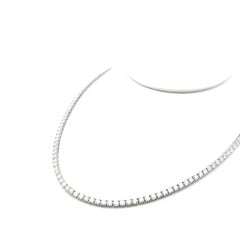 Vintage 18K White Gold Tennis Necklace with 10.24 Carat Round H-VS Diamonds