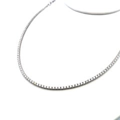 Vintage 18K White Gold Tennis Necklace with 9 Carat Round H VS Diamonds