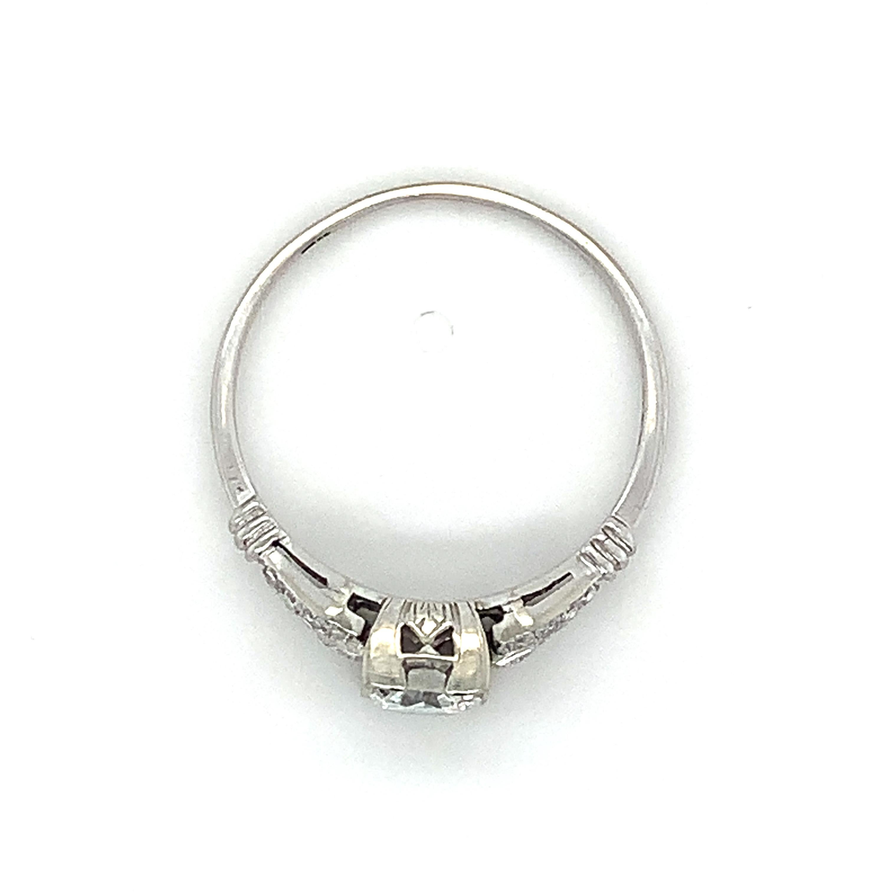 Vintage 18k White Gold Transitional Center W/ Single Cut Diamonds Ring 4