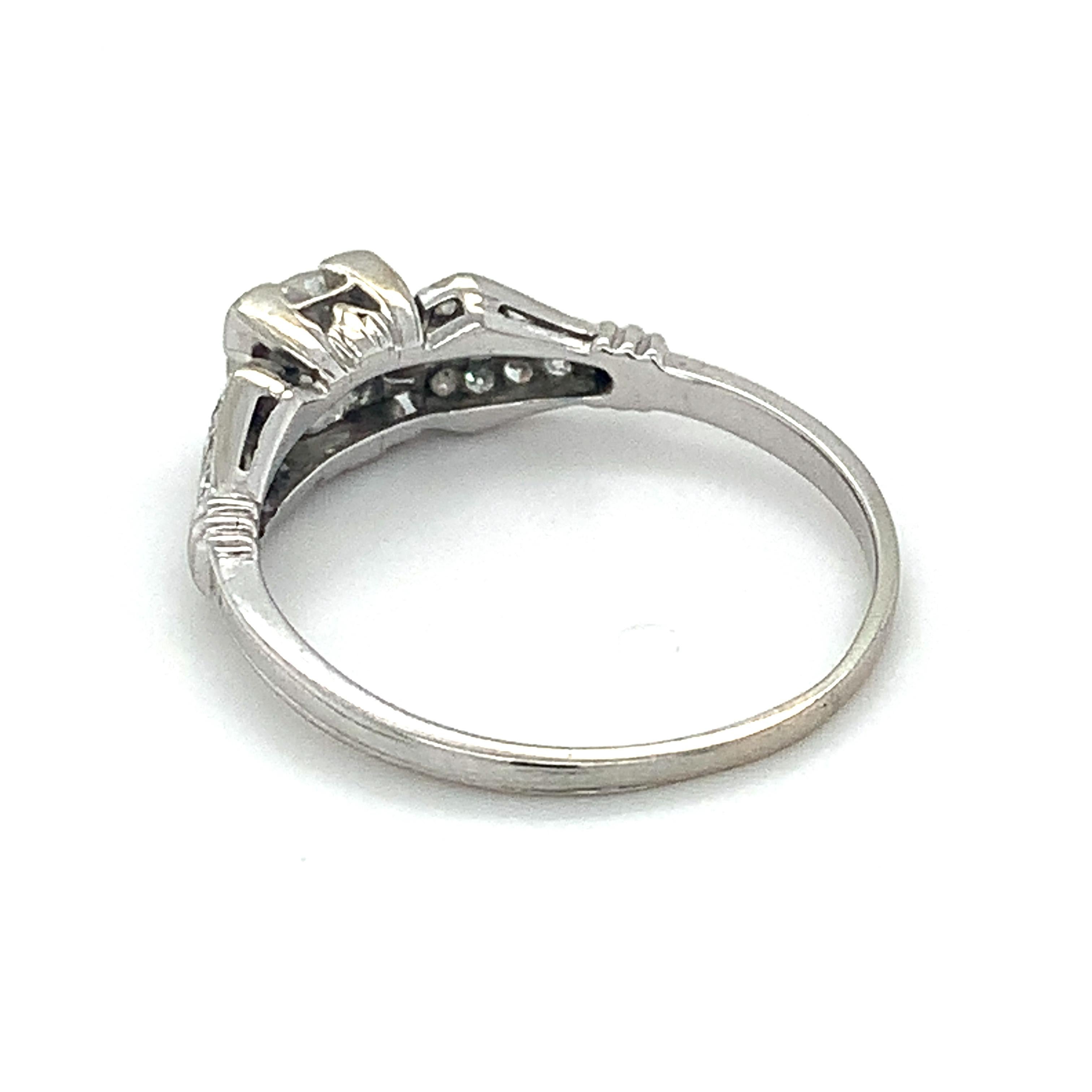 Vintage 18k White Gold Transitional Center W/ Single Cut Diamonds Ring 1