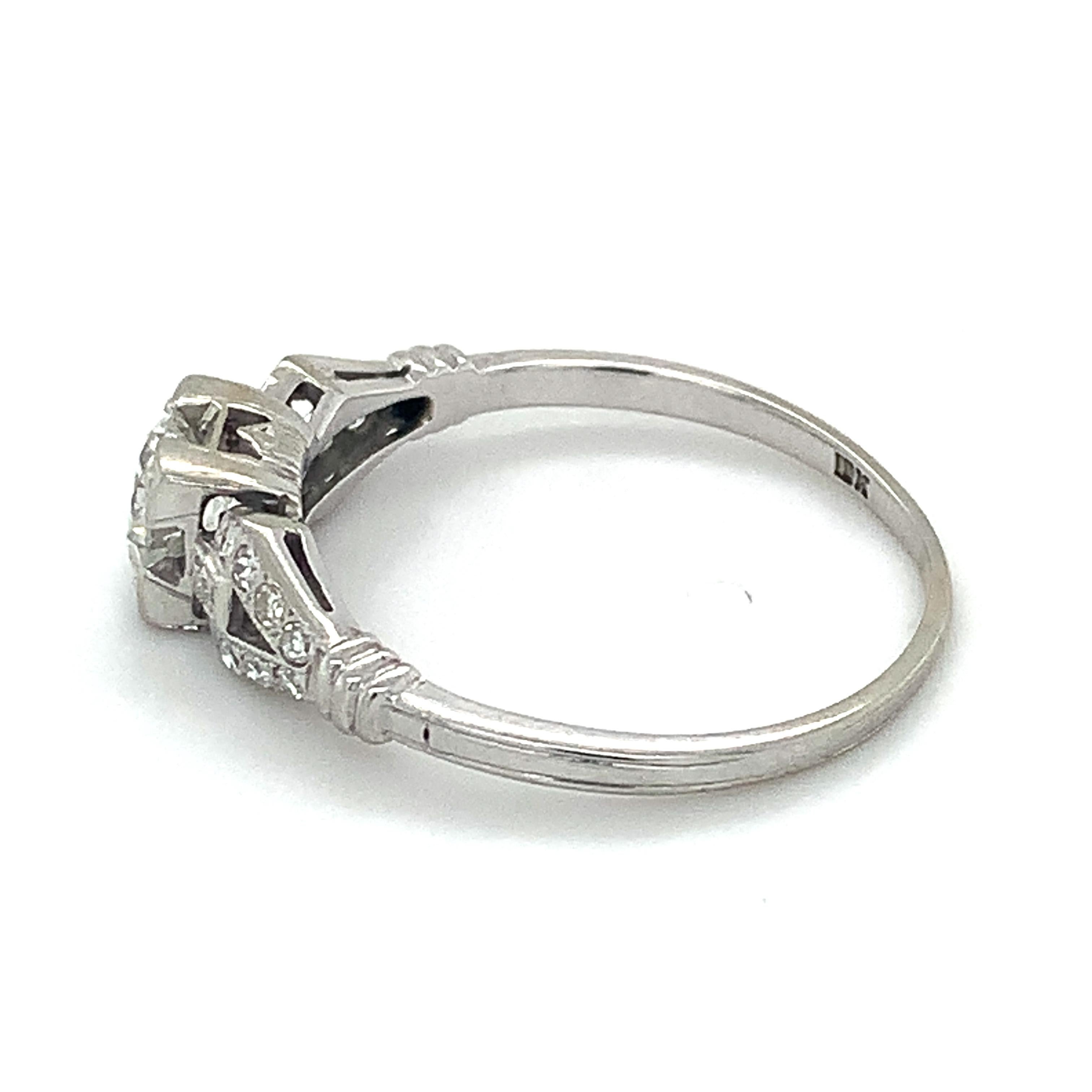 Vintage 18k White Gold Transitional Center W/ Single Cut Diamonds Ring 2