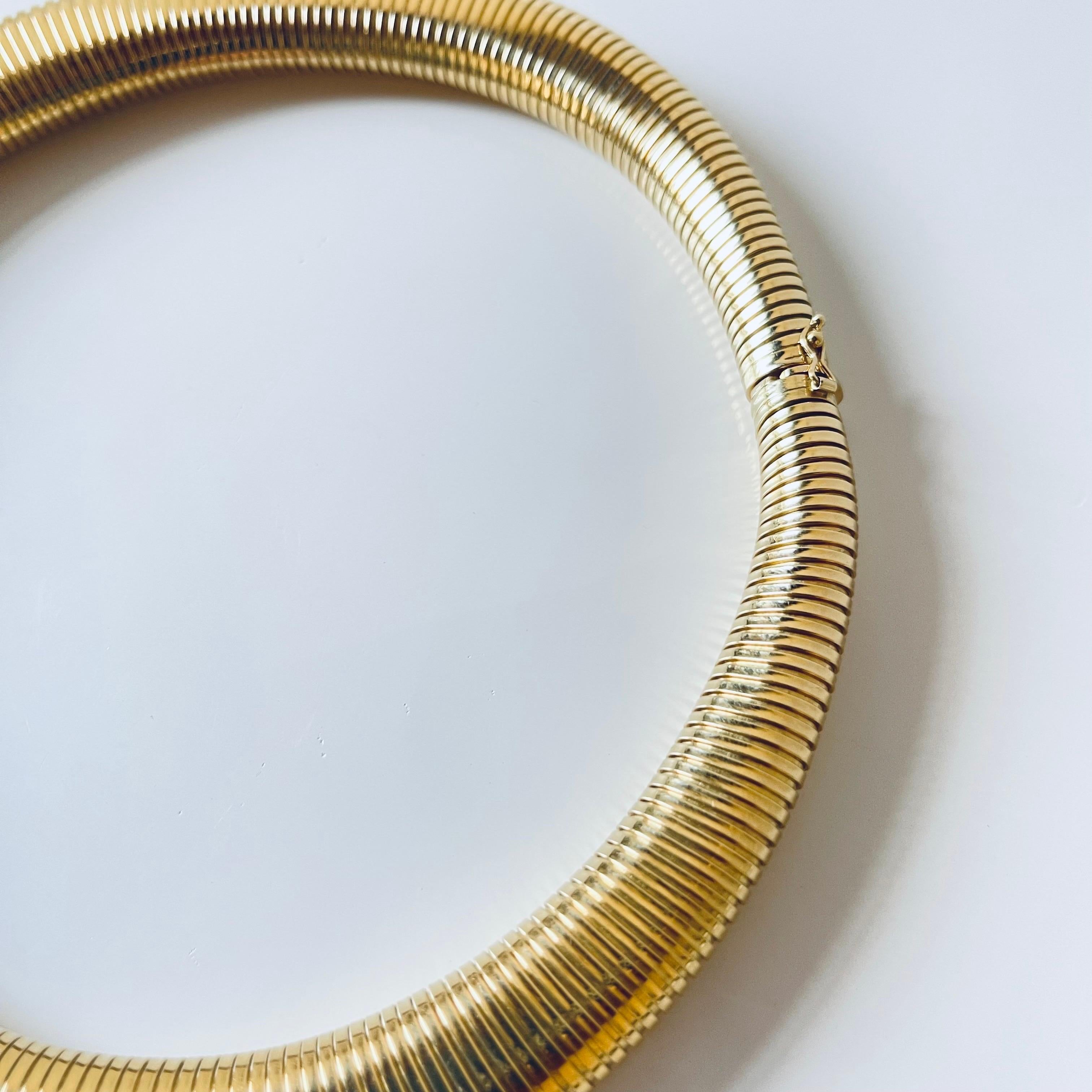 Vintage 18K Breite Dome Tubogas Halskette im Zustand „Hervorragend“ in Firenze, IT