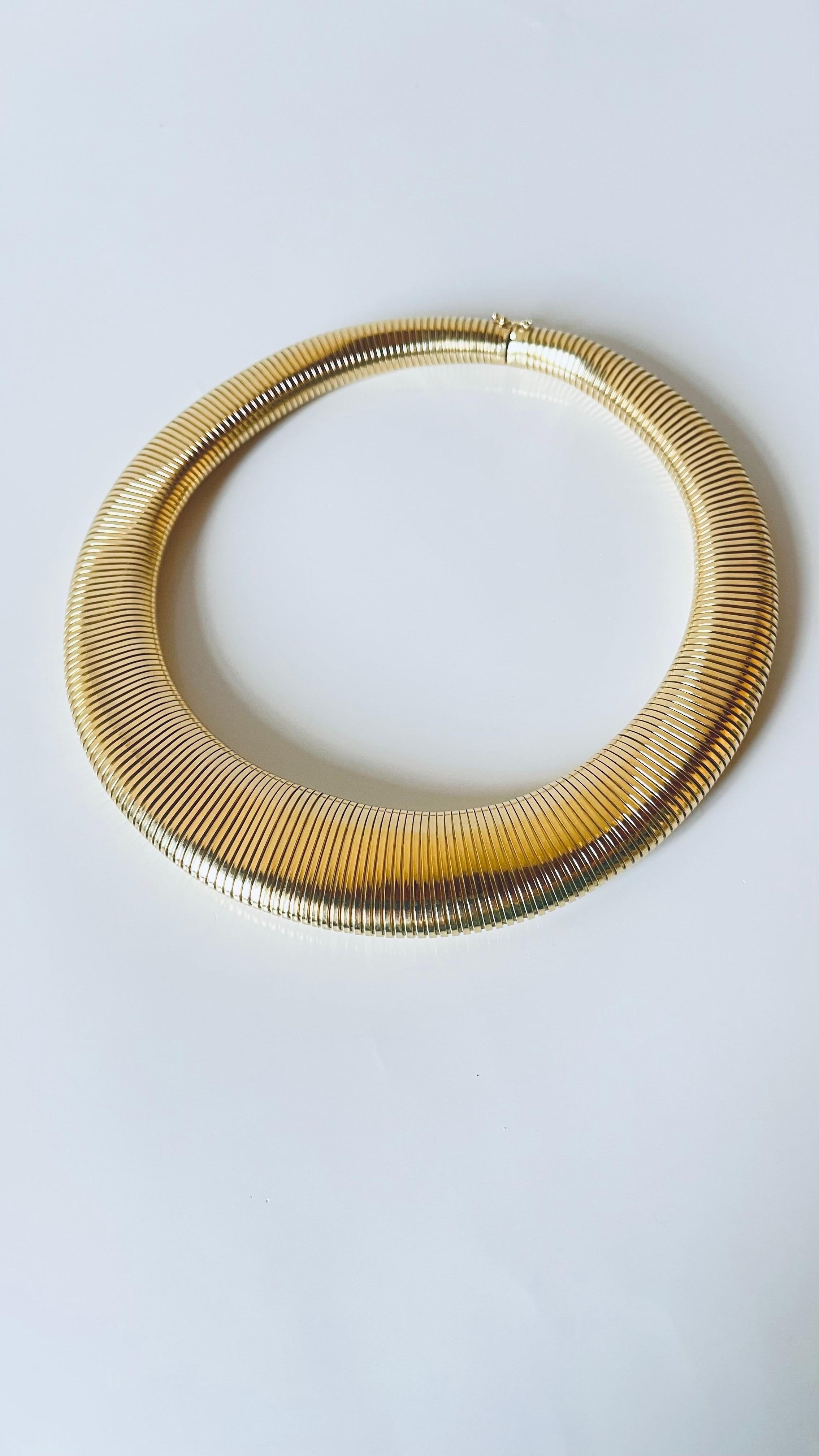Women's or Men's Vintage 18K Wide Domed Tubogas Necklace