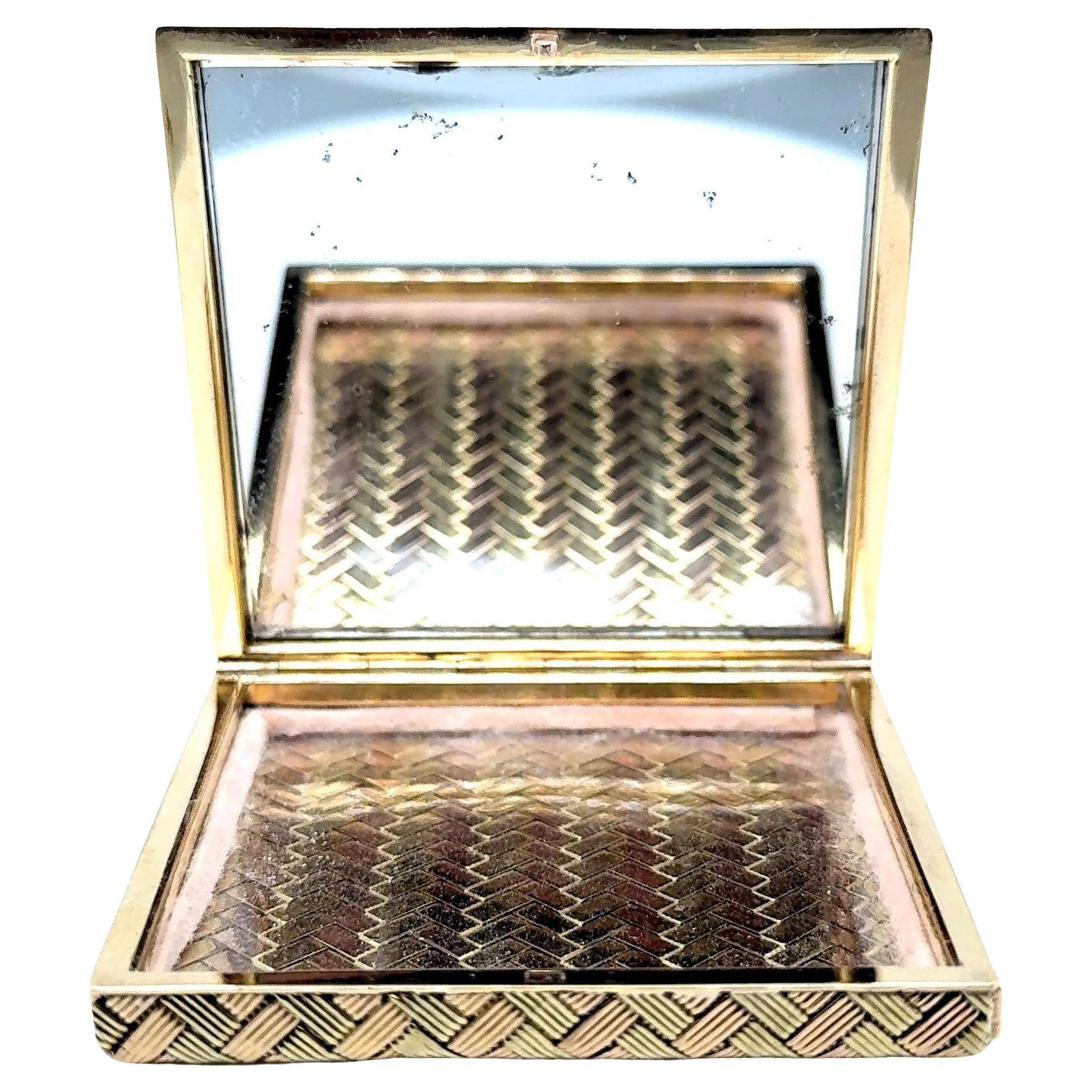 Vintage 18K Gelb- und 18K Roségold Puderdose im Angebot