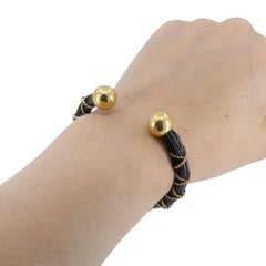 Vintage 18k Yellow and Rose Gold Elephant Hair Cuff Bracelet, Circa 1970s
