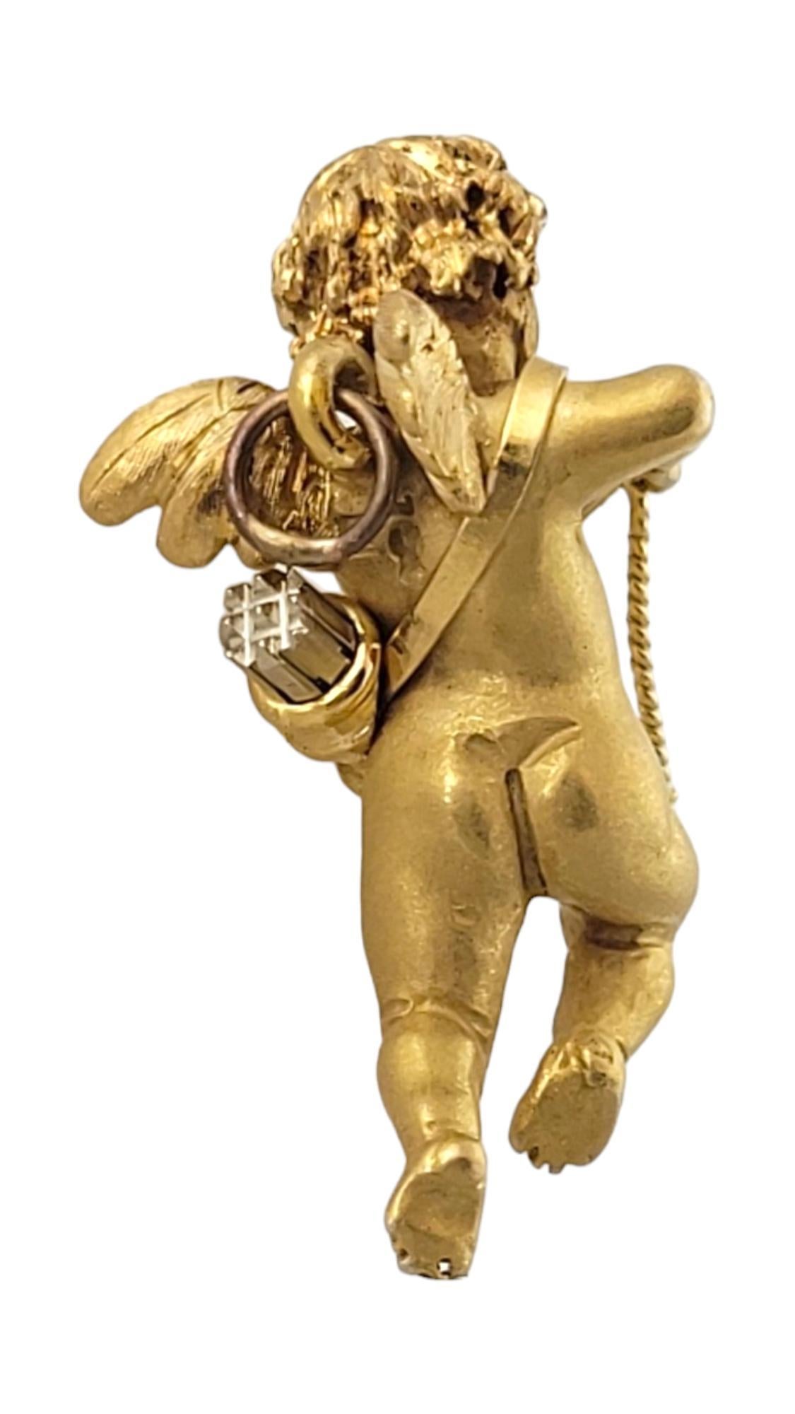 Vintage 18K Yellow and White Gold Cupid Cherub Charm #17414 For Sale 1