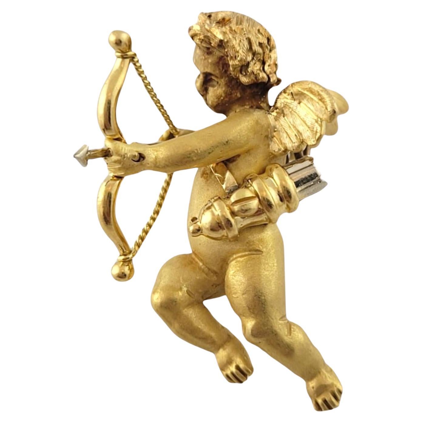 Vintage 18K Yellow and White Gold Cupid Cherub Charm #17414
