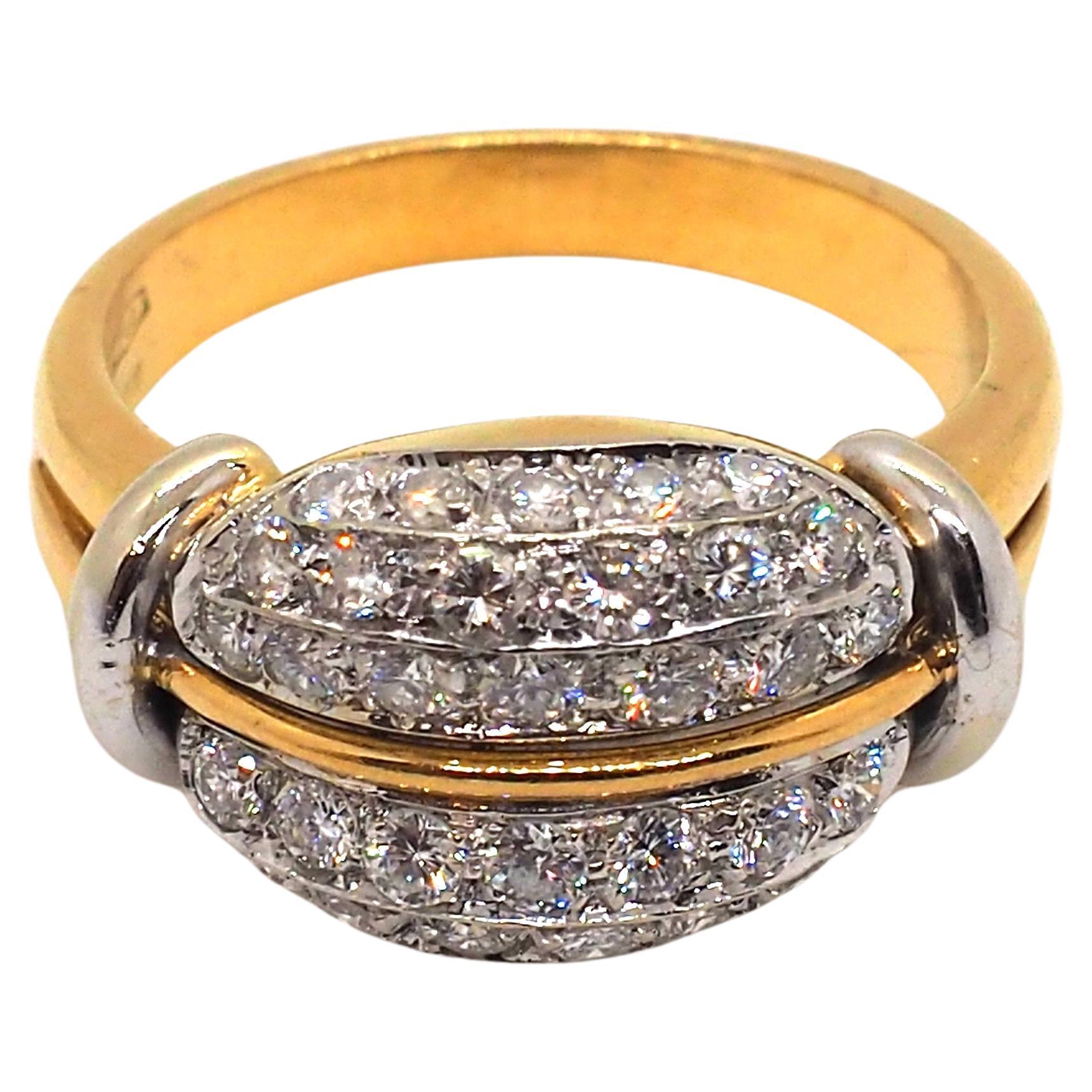 Vintage 18K Yellow and White Gold Diamond Ring