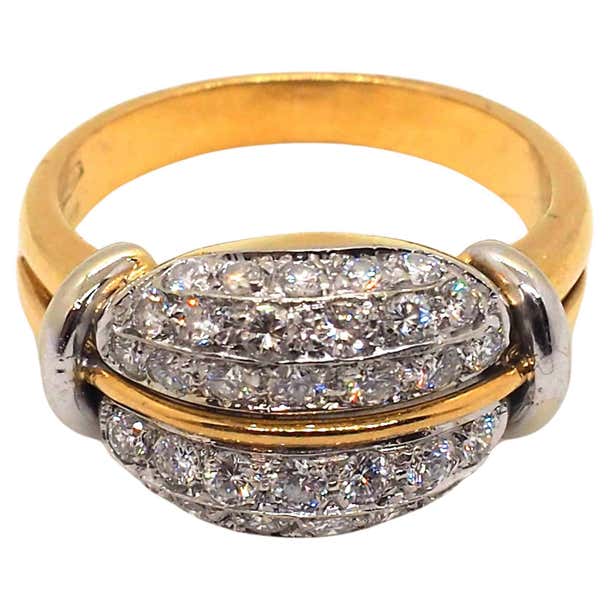 Vintage 18K Yellow and White Gold Diamond Ring For Sale at 1stDibs