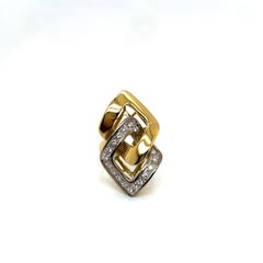Vintage 18k Yellow and White Gold Diamond Statement Ring - Italian Craftsmanship