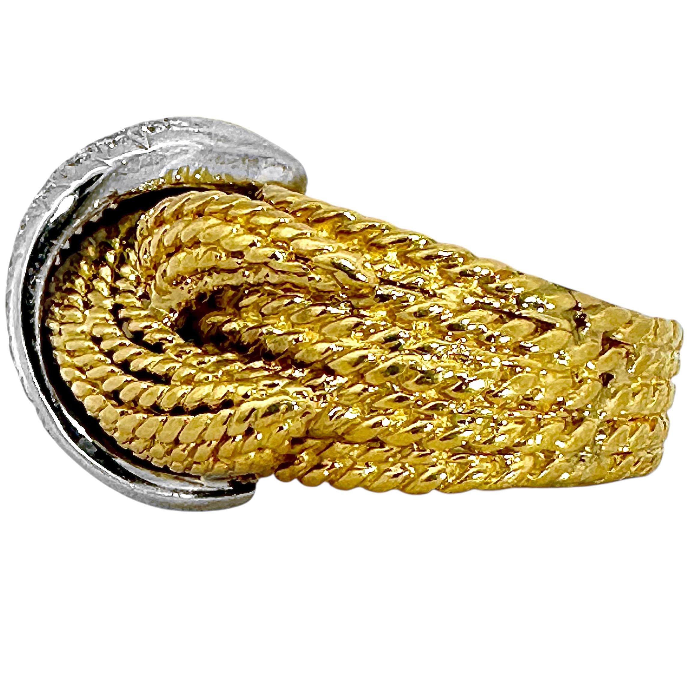 Vintage 18K Gelb- und Weißgold Tiffany & Co. Cocktailring mit Diamanten. (Brillantschliff) im Angebot
