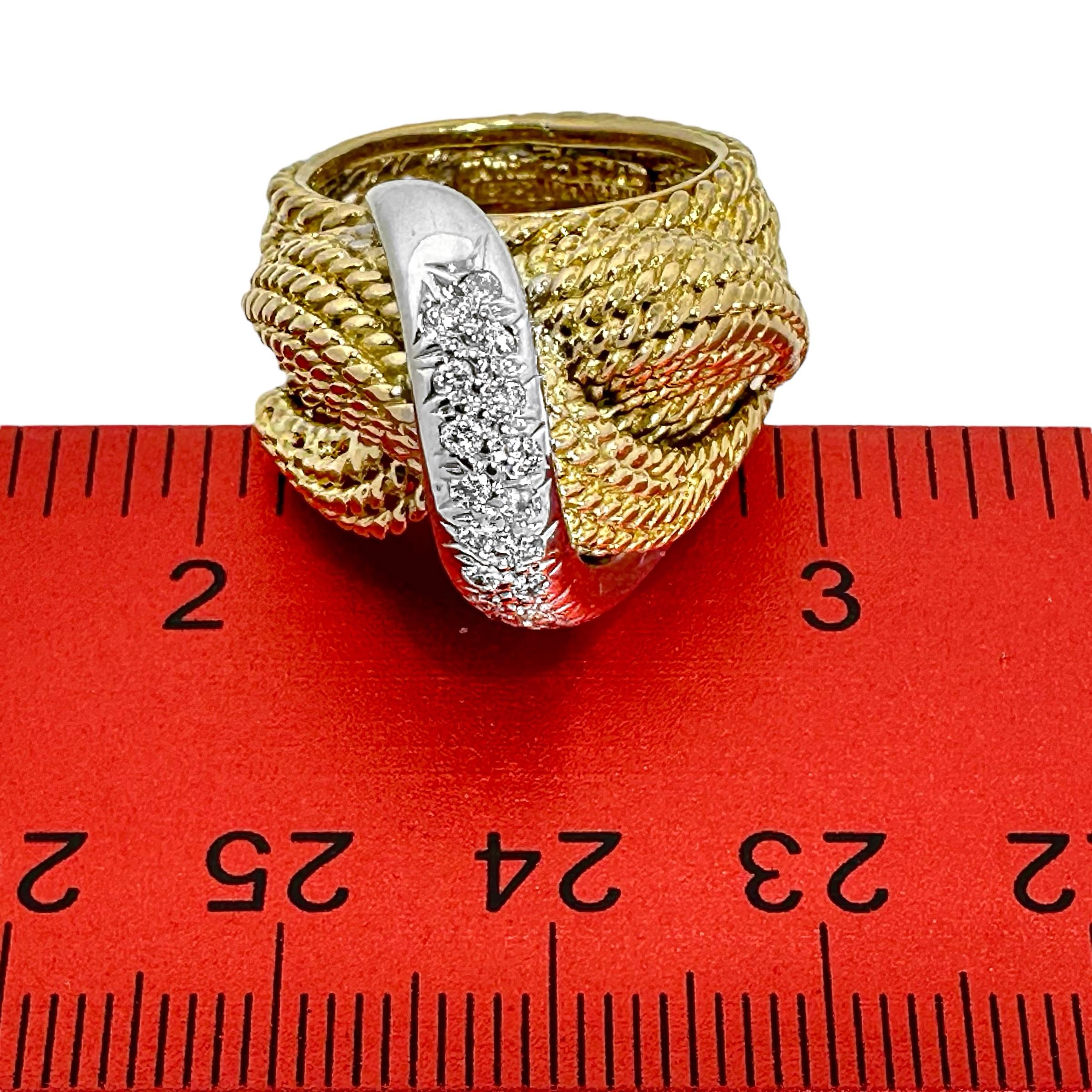 Vintage 18K Gelb- und Weißgold Tiffany & Co. Cocktailring mit Diamanten. Damen im Angebot