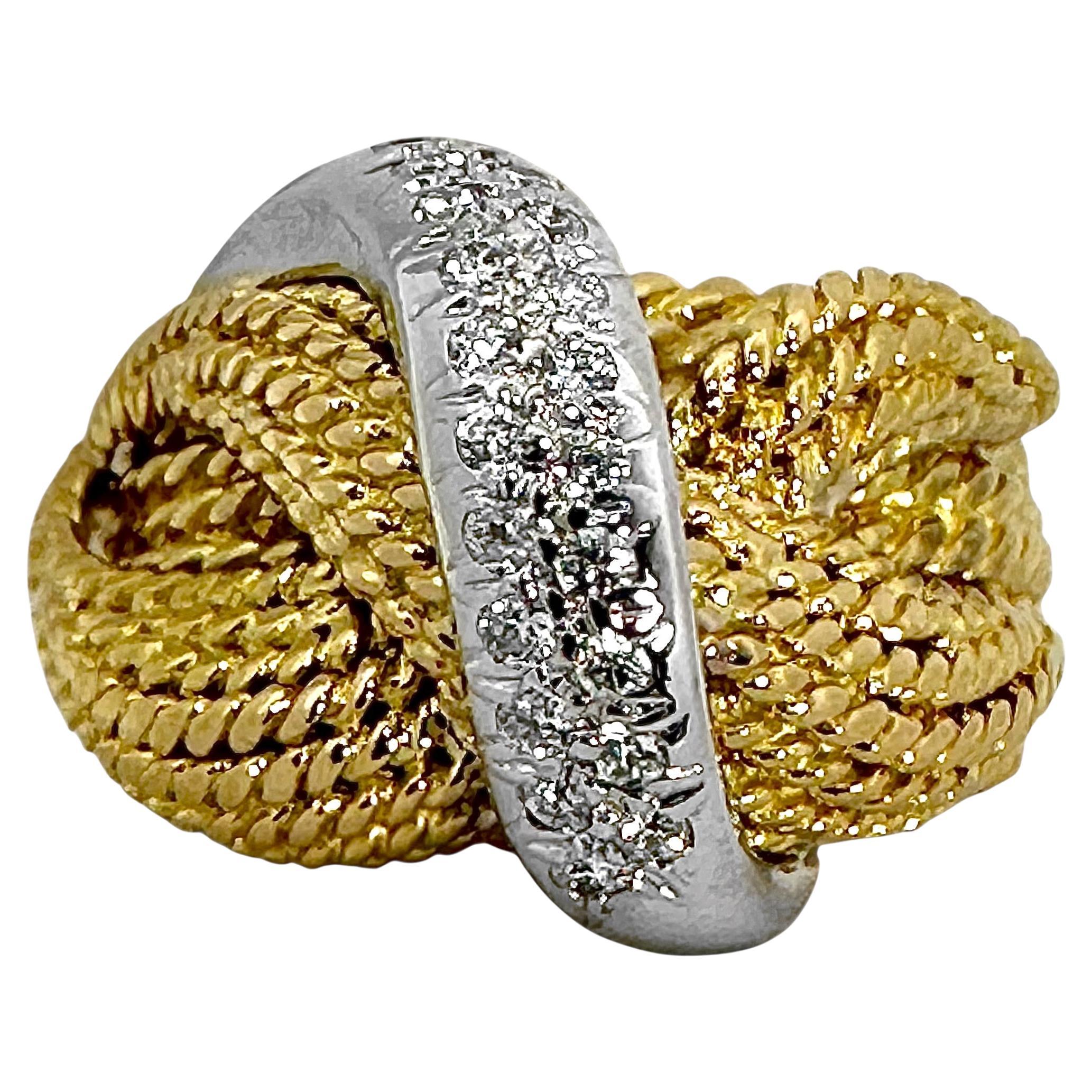 Vintage 18K Yellow and White Gold Tiffany & Co. Cocktail Ring with Diamonds.