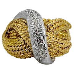 Vintage 18K Yellow and White Gold Tiffany & Co. Cocktail Ring with Diamonds.