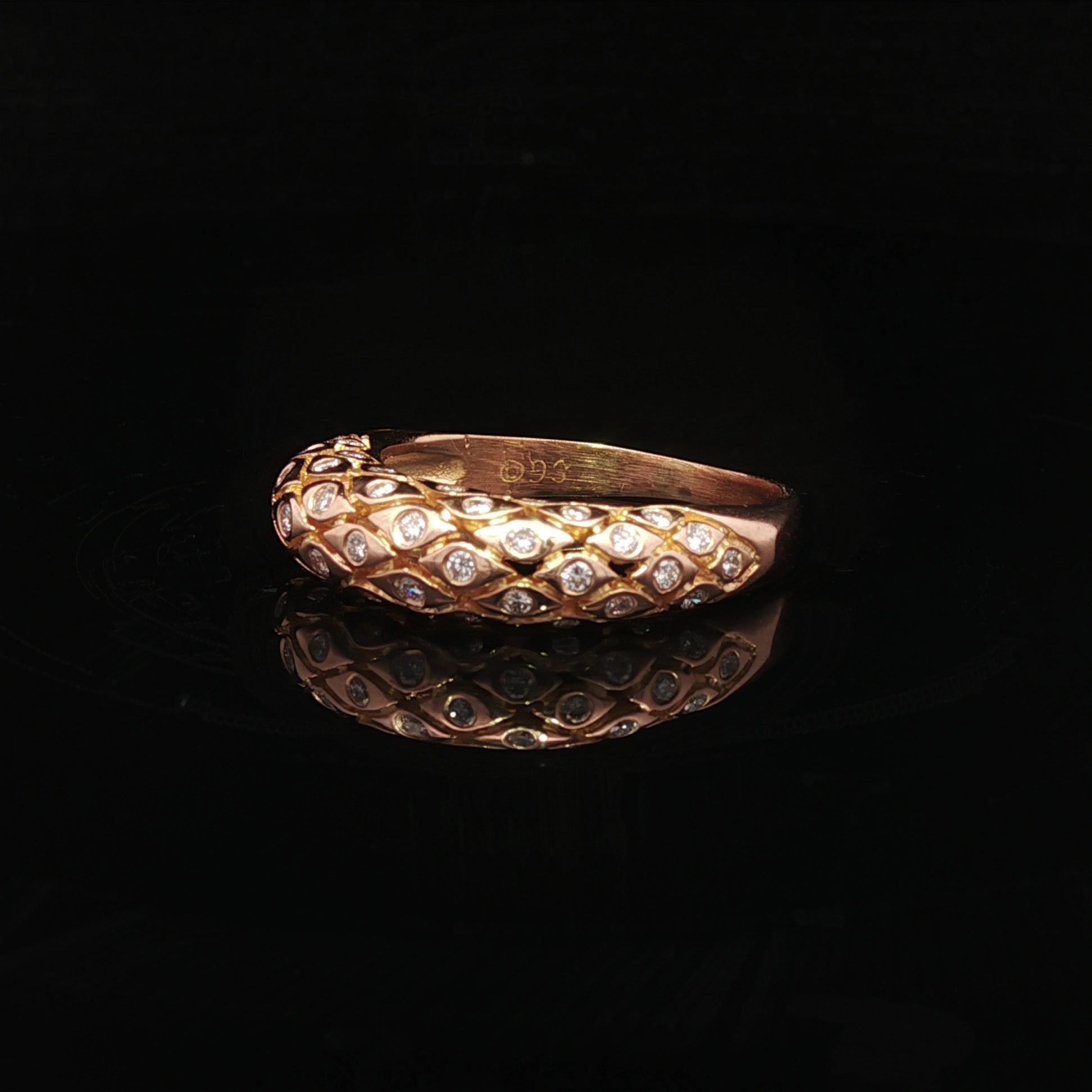 Vintage 18k Gelbgold 0,40ctw Diamant Mosaik gewölbt Band Ring im Angebot 9