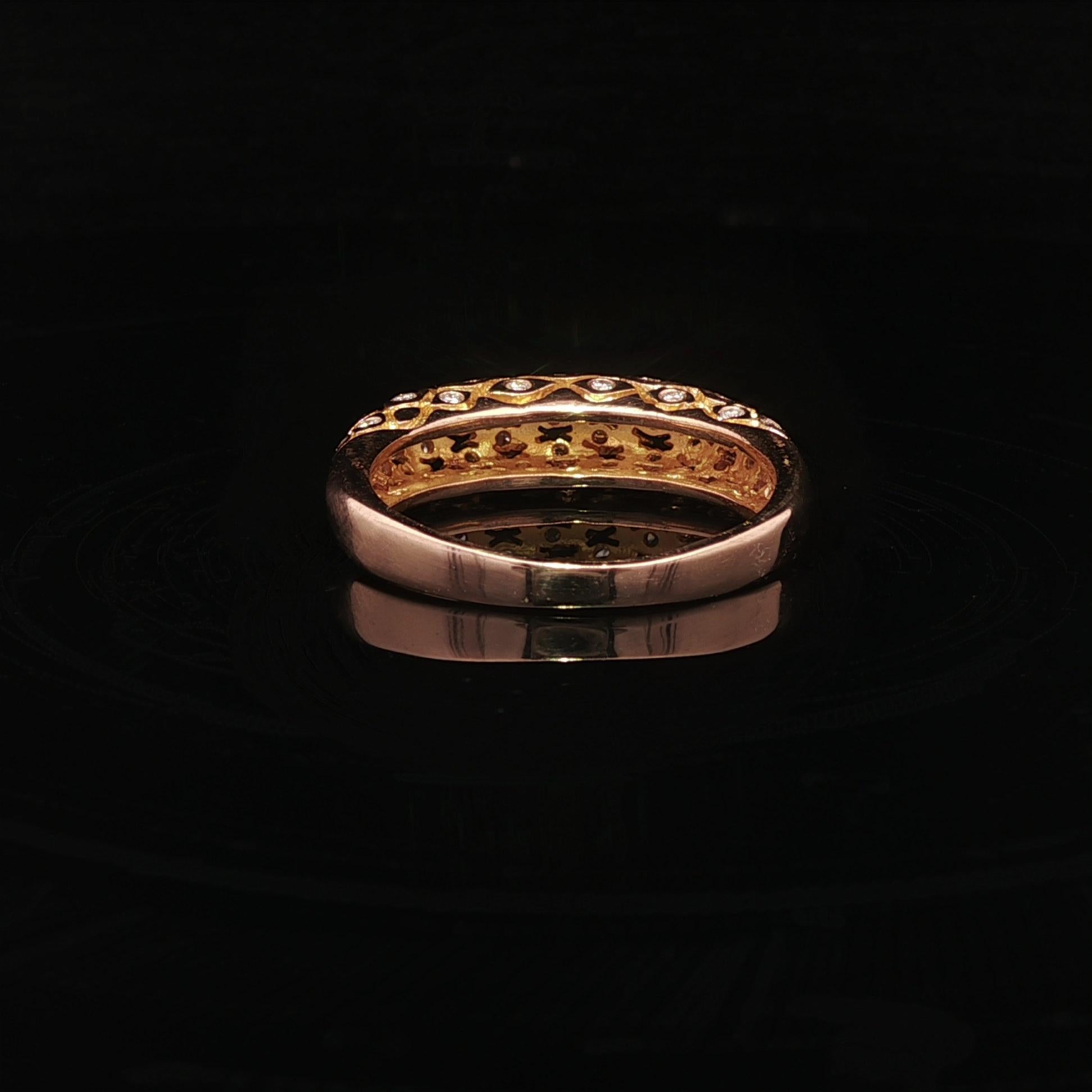 Vintage 18k Gelbgold 0,40ctw Diamant Mosaik gewölbt Band Ring im Angebot 11