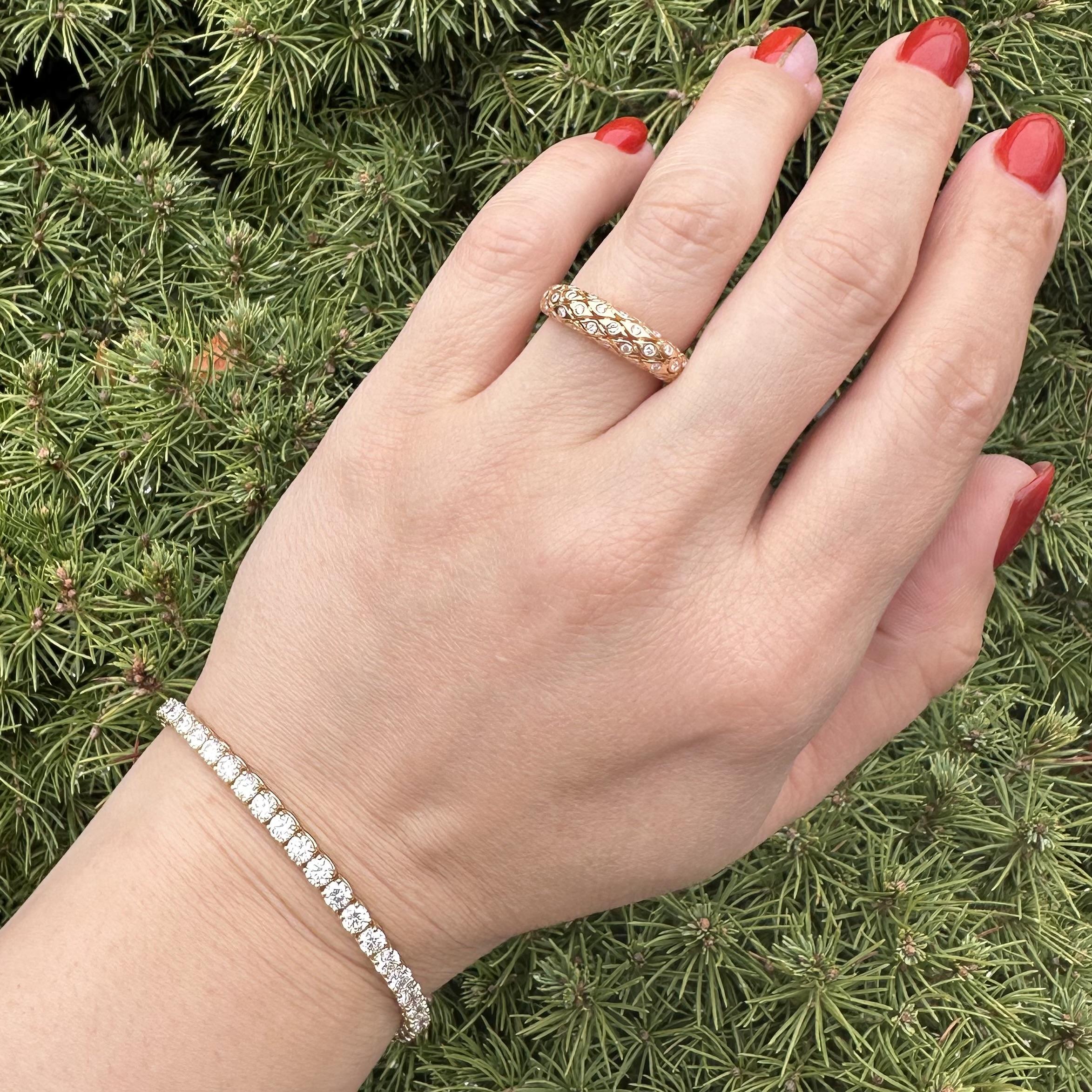 Vintage 18k Gelbgold 0,40ctw Diamant Mosaik gewölbt Band Ring im Angebot 13