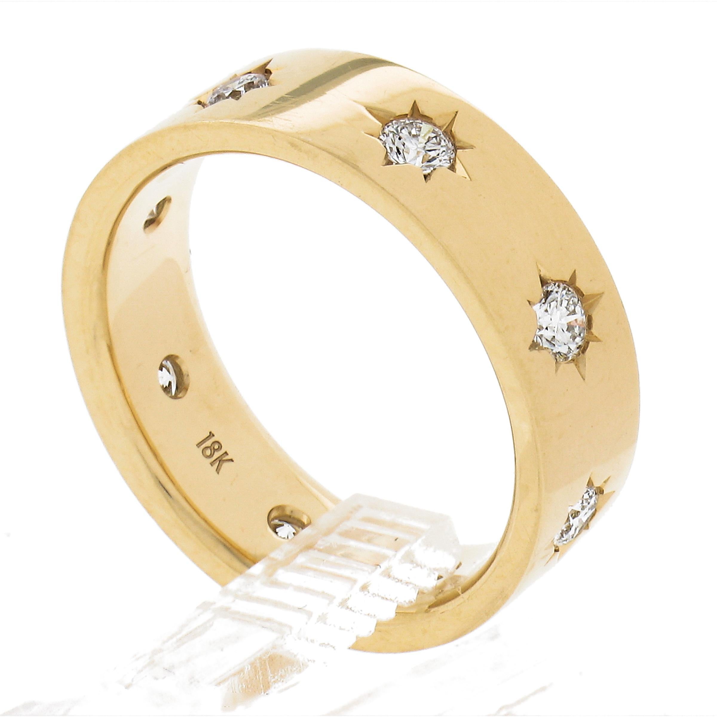 Bague d'éternité vintage carrée en or jaune 18 carats avec diamants pavés d'étoiles 0,54 carat en vente 2