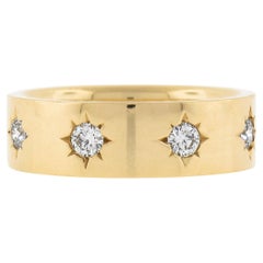 Vintage 18 Karat Gelbgold 0,54 Karat Sternpavé-Diamant Quadratischer breiter Eternity-Ring