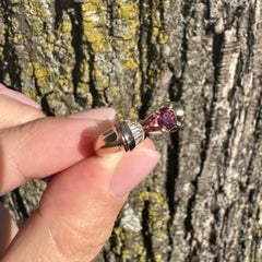 Vintage 18k Yellow Gold 0.95ctw Round Ruby & Baguette Diamond High Profile Ring