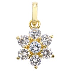 Vintage 18k Yellow Gold 0.95tcw Diamond Flower Pendant