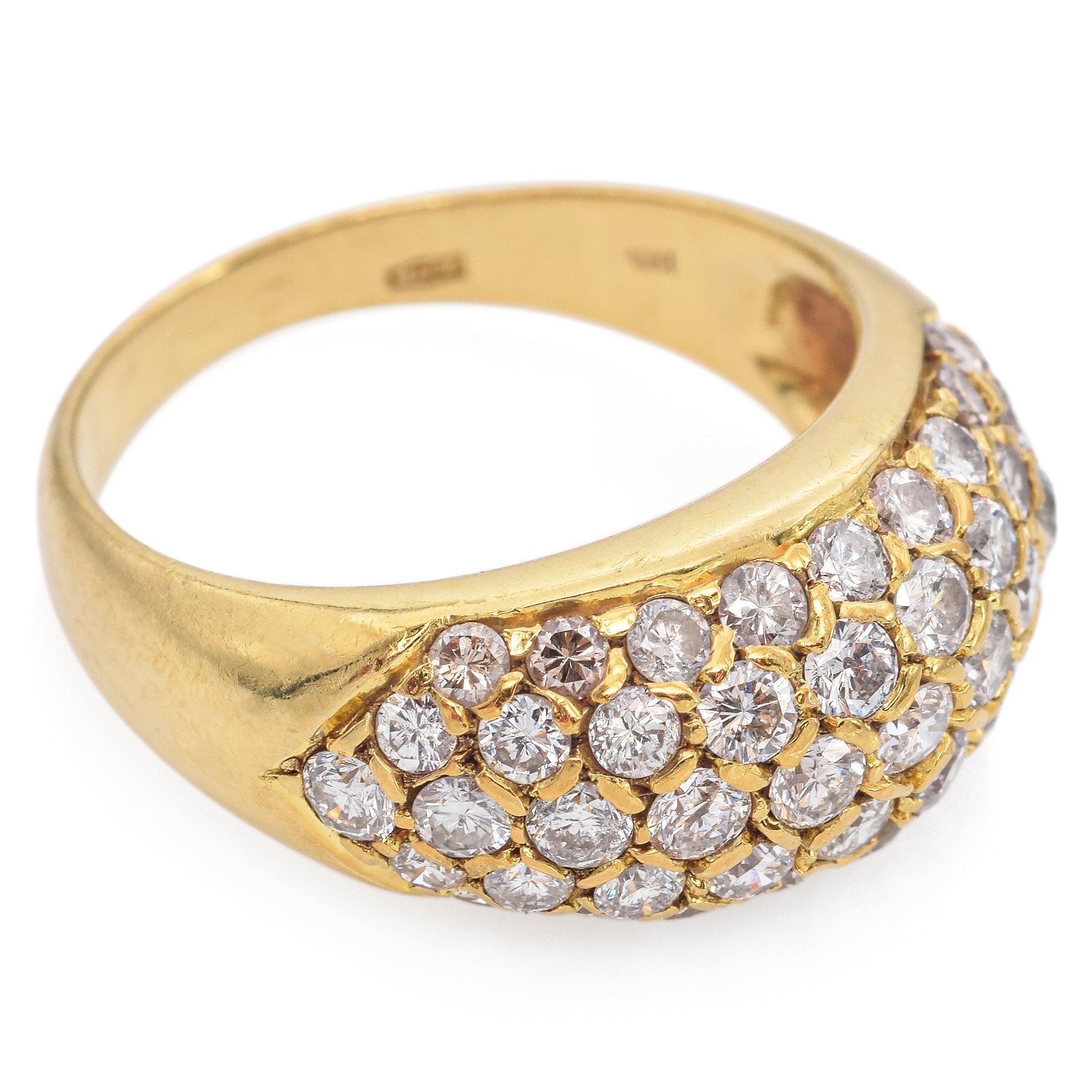 Bague dôme vintage en or jaune 18k avec 1.15tcw de diamant Bon état - En vente à New York, NY