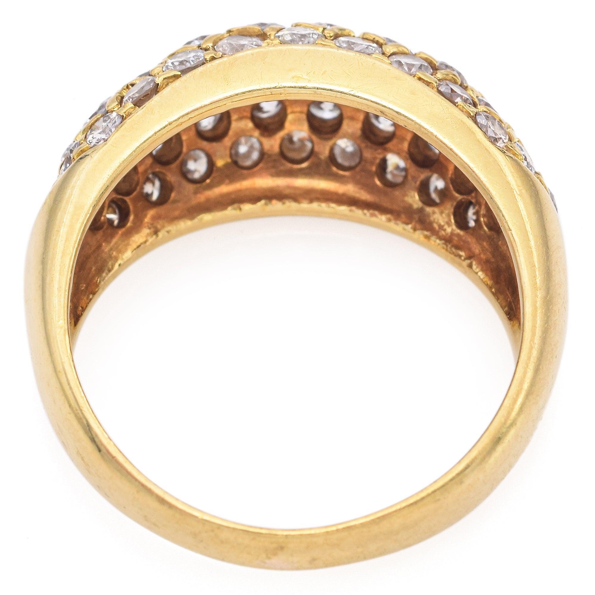 Bague dôme vintage en or jaune 18k avec 1.15tcw de diamant Pour femmes en vente