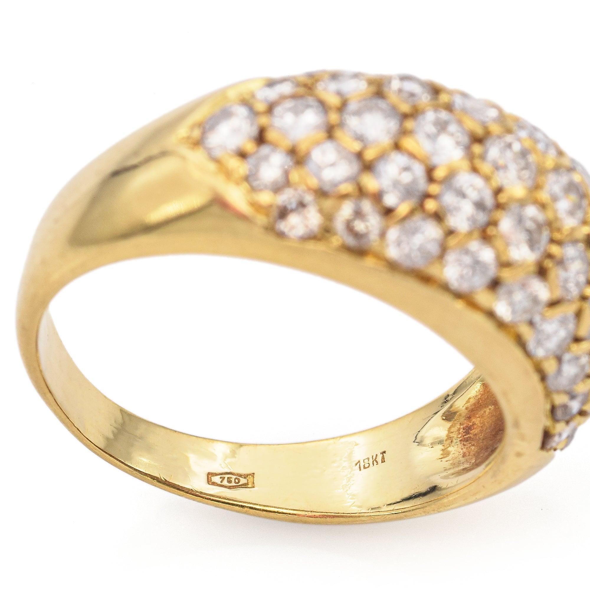 Bague dôme vintage en or jaune 18k avec 1.15tcw de diamant en vente 1