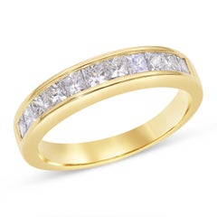 Vintage 18k Yellow Gold 1.1tcw Diamond Channel Set Half Band Ring