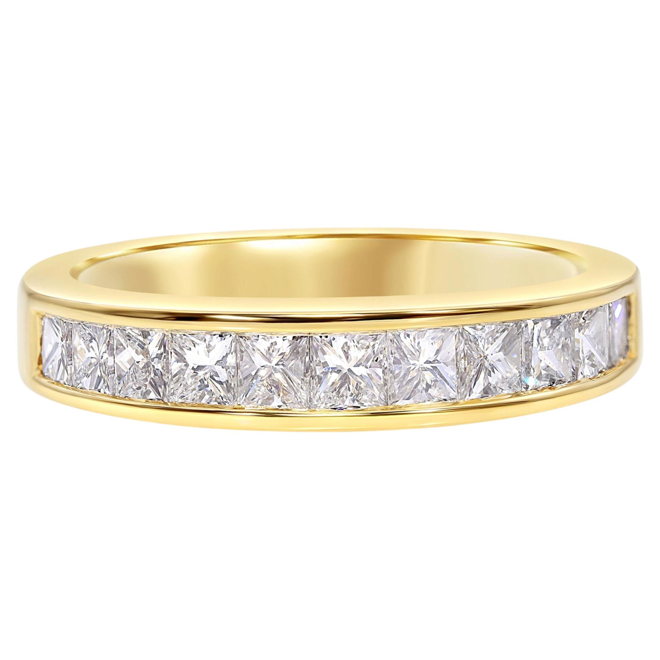 Vintage 18k Yellow Gold 1.1tcw Diamond Channel Set Half Band Ring
