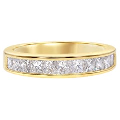 Vintage 18k Yellow Gold 1.1tcw Diamond Channel Set Half Band Ring