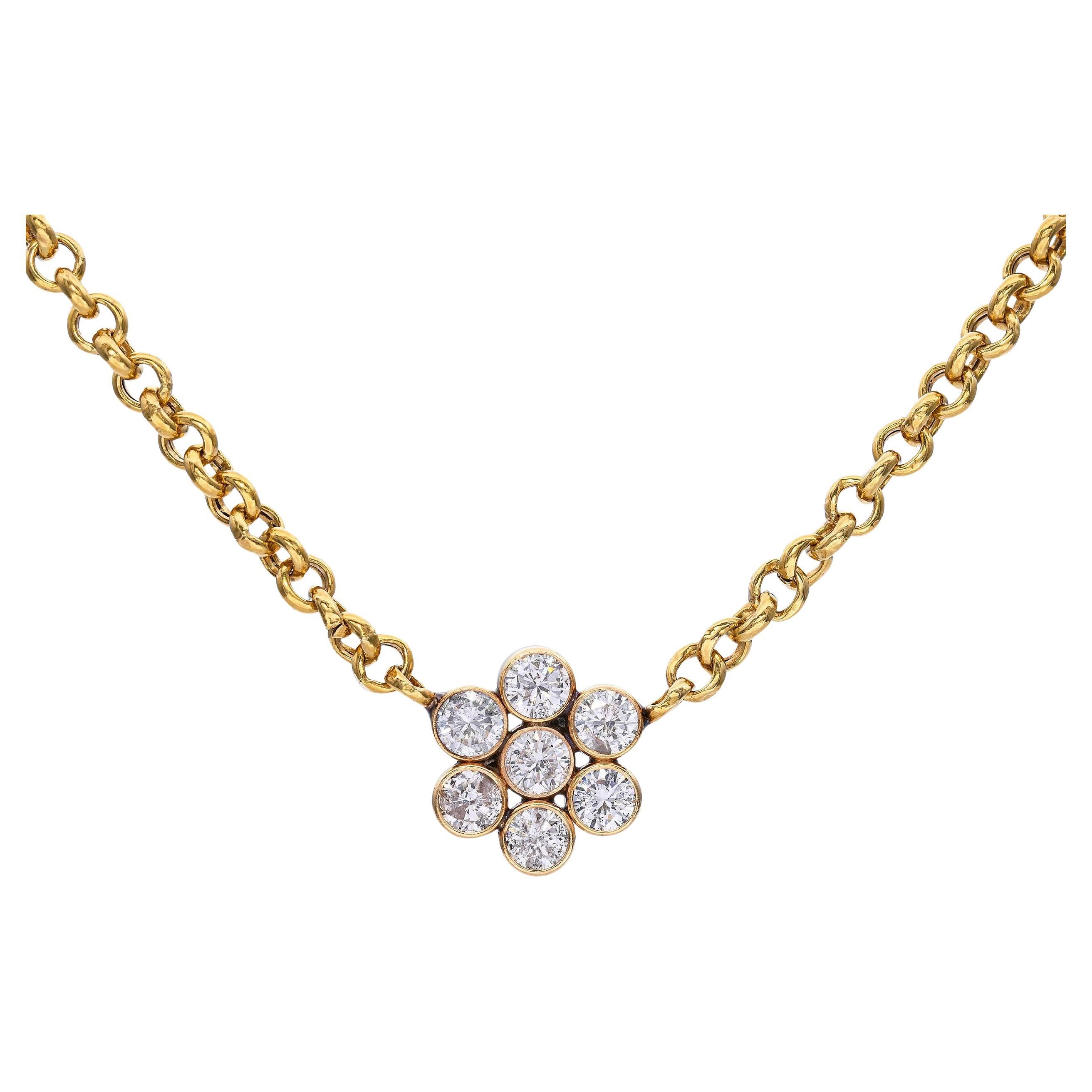 Collier Vintage en or jaune 18k avec 1.20tcw de diamants