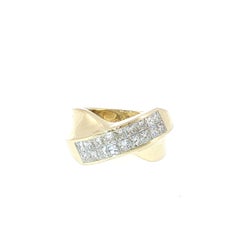 Vintage 18K Yellow Gold 1.26ct Asscher Cut Diamond Band Ring, Invisible Set