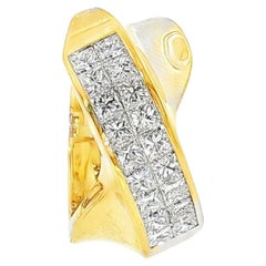 Vintage 18K Yellow Gold 1.26ct Asscher Cut Diamond Band Ring, Invisible Set