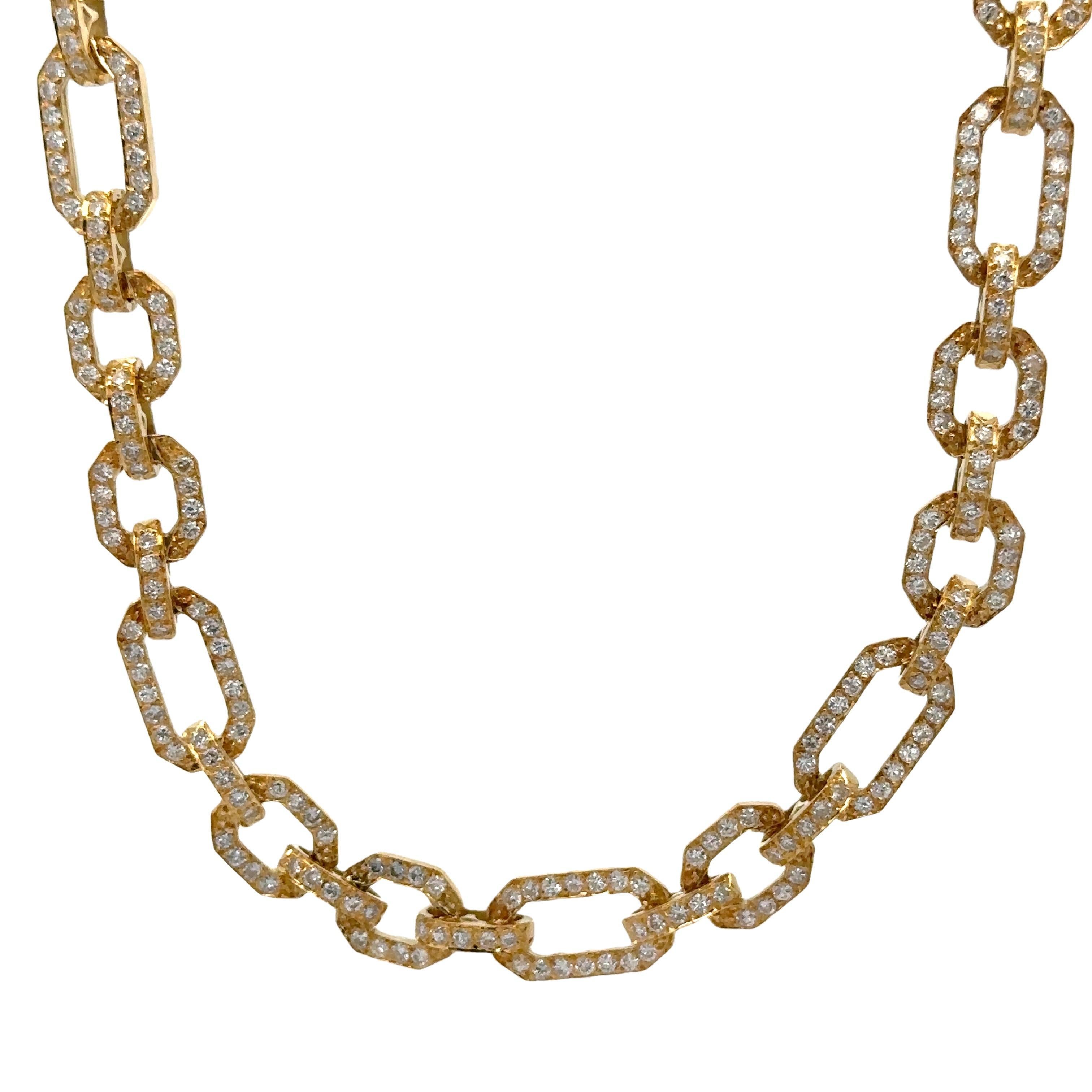 Collier vintage ouvert géométrique recouvert de diamants 12 carats en or jaune 18 carats Excellent état - En vente à Montclair, NJ
