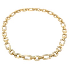 Vintage 18k Yellow Gold 12ctw Diamond Covered Open Geometric Necklace