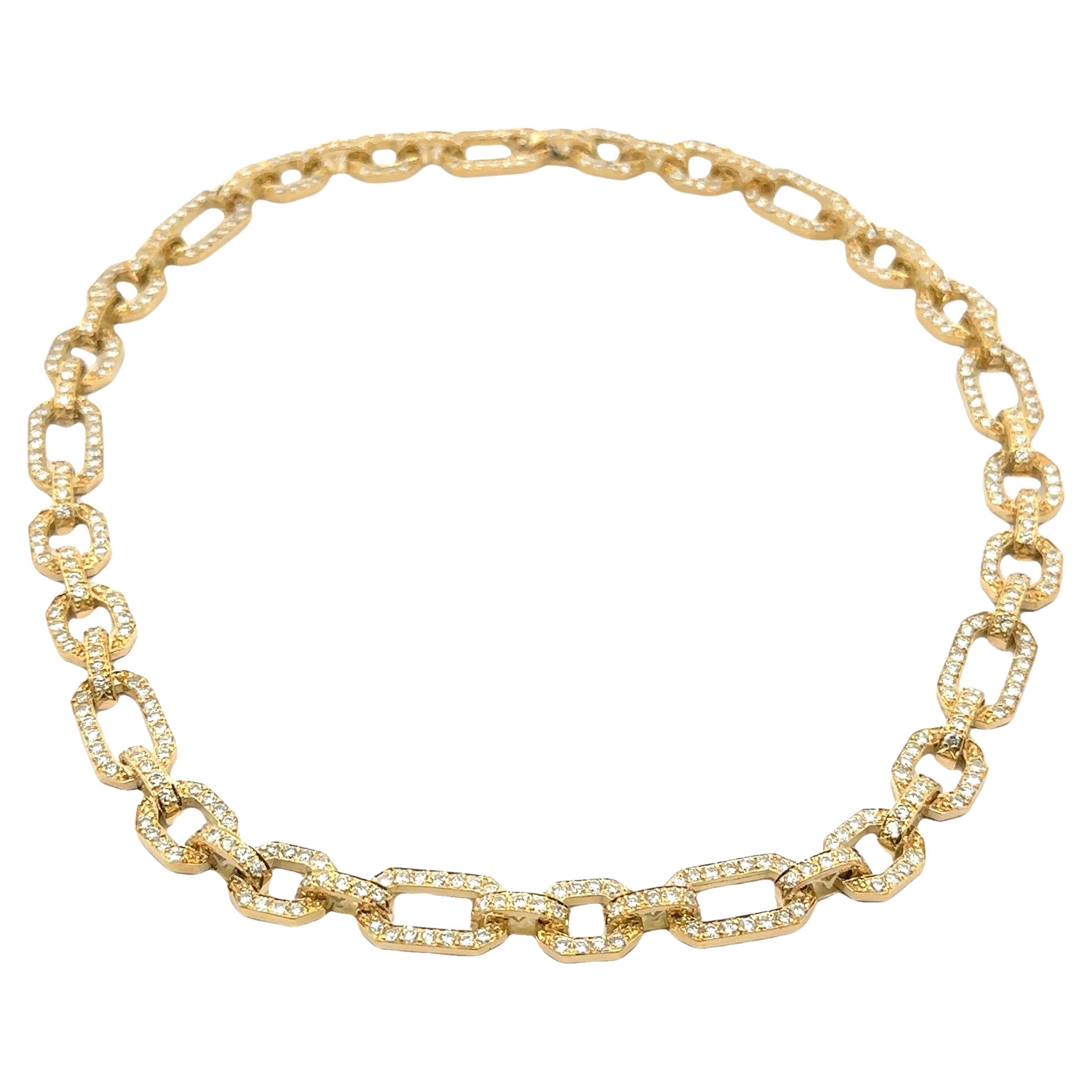 Vintage 18k Yellow Gold 12ctw Diamond Covered Open Geometric Necklace