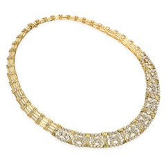 Vintage 18K Yellow Gold 13.55ctw Diamond Collar Necklace