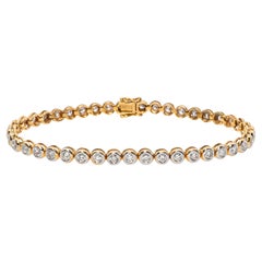 Vintage 18k Yellow Gold 1.35tcw Bezel Set Diamond Tennis Bracelet