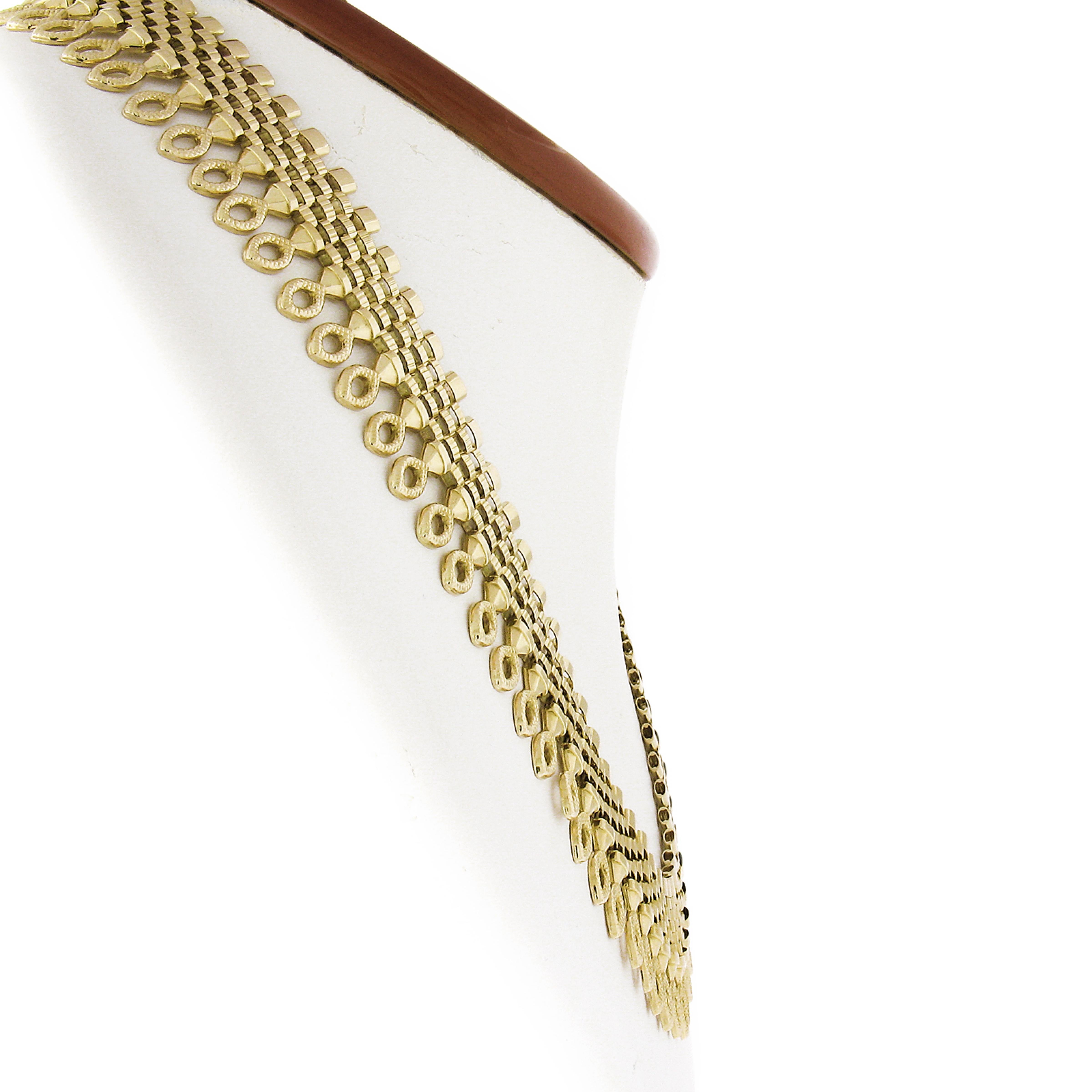 Collana a frange con motivo a mattoni in oro giallo 18k vintage da 16