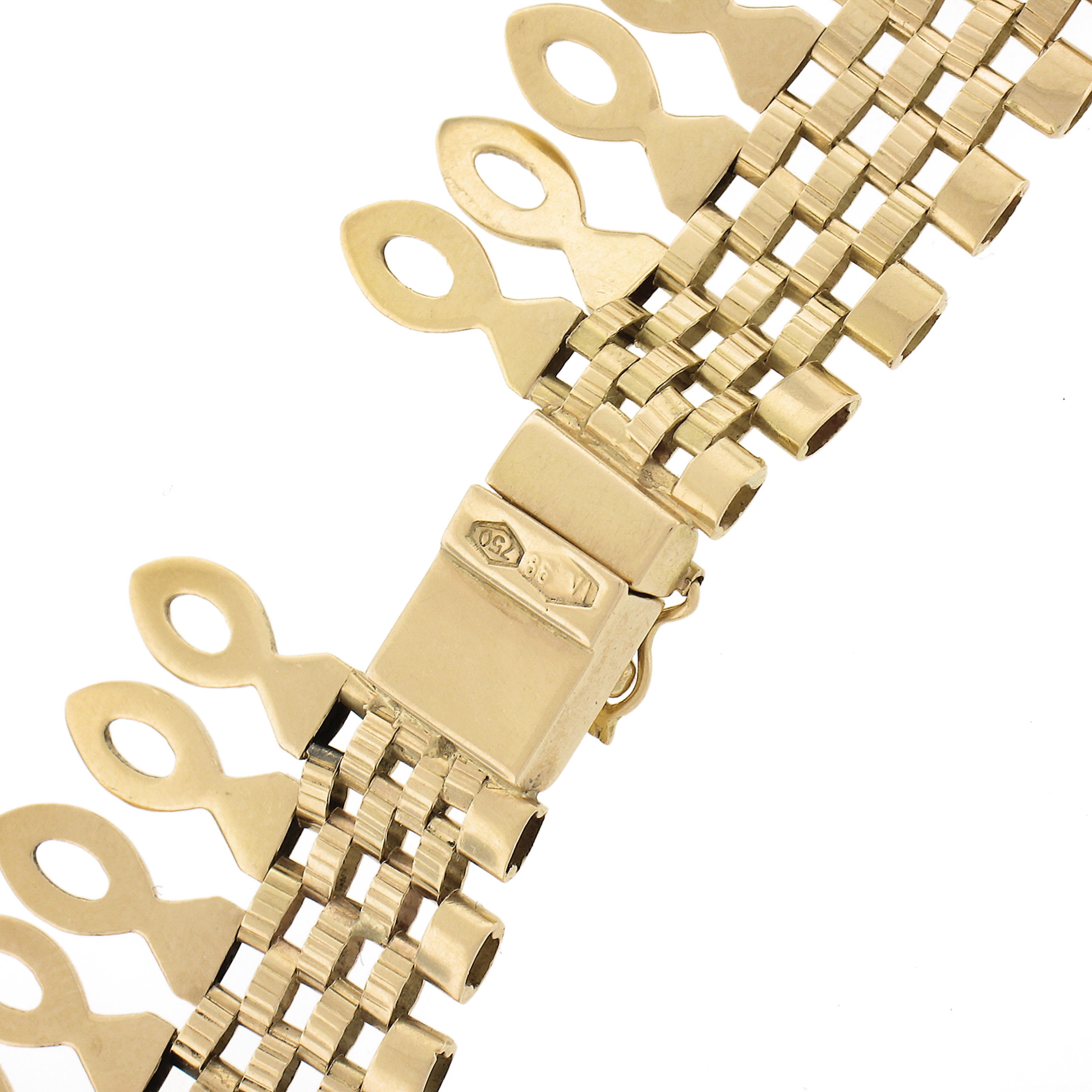 Collana a frange con motivo a mattoni in oro giallo 18k vintage da 16