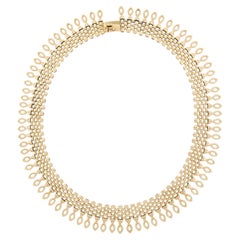 Halskette, 18 Karat Gelbgold 16" 20,9 mm, breites Ziegelmuster, Fransenkette