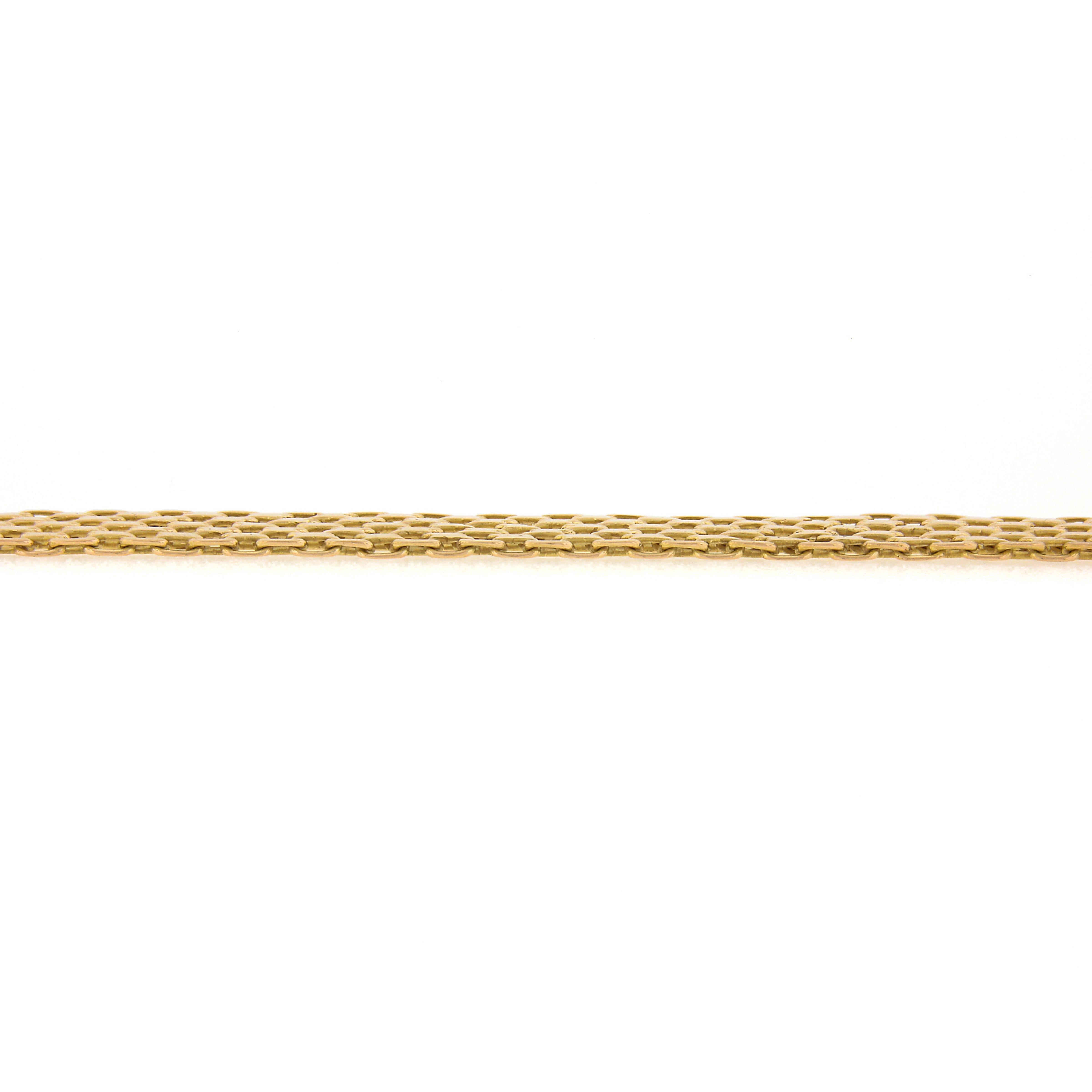 Women's Vintage 18k Yellow Gold Wide Bismark Link Chain Bracelet w/ Box Clasp
