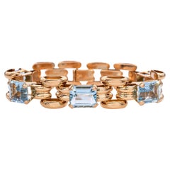 Vintage 18k Yellow Gold 18.85tcw Aquamarine Link Bracelet