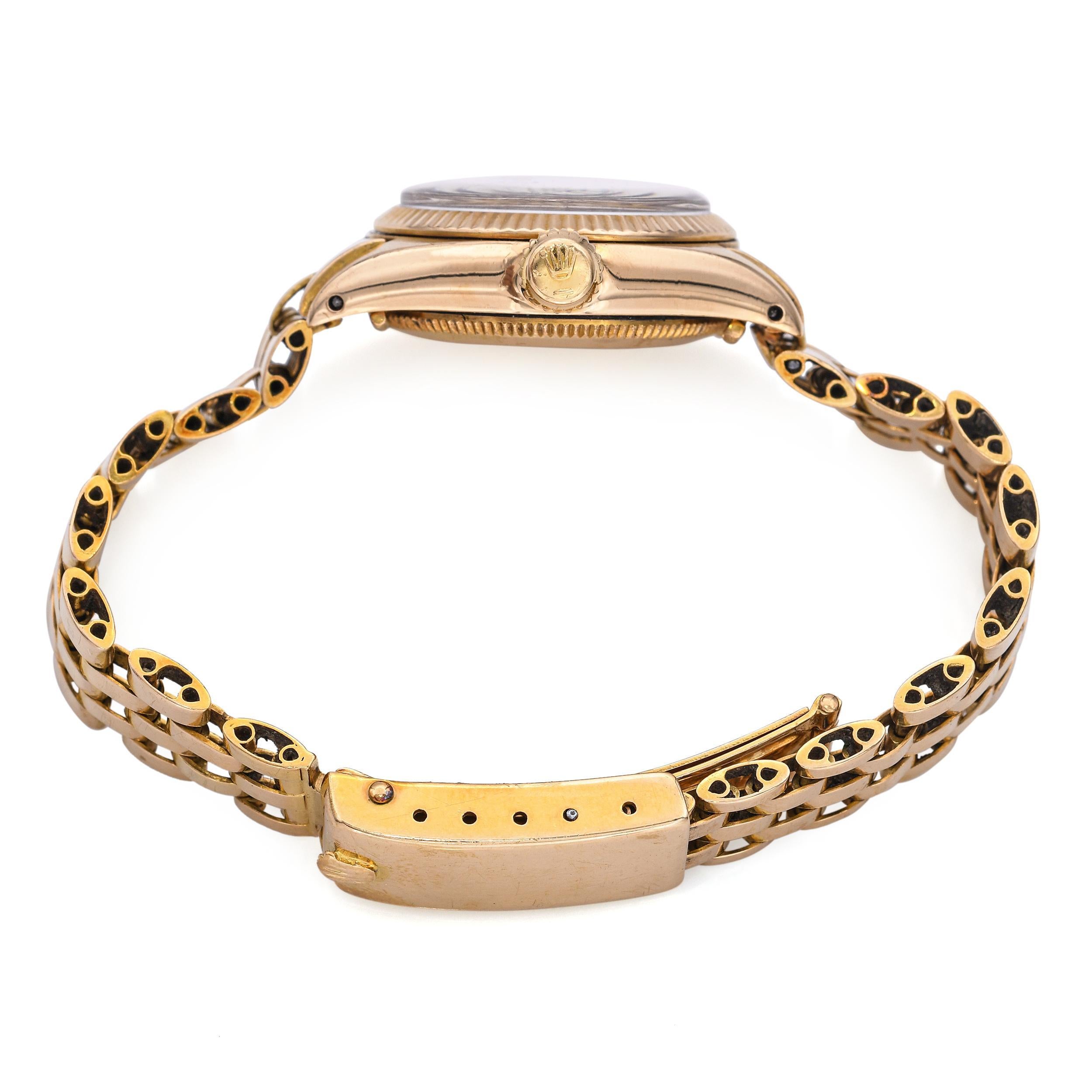 Women's Vintage 18k Yellow Gold 1957 Rolex Oyster Perpetual Ladies Watch Ref. 6719 For Sale