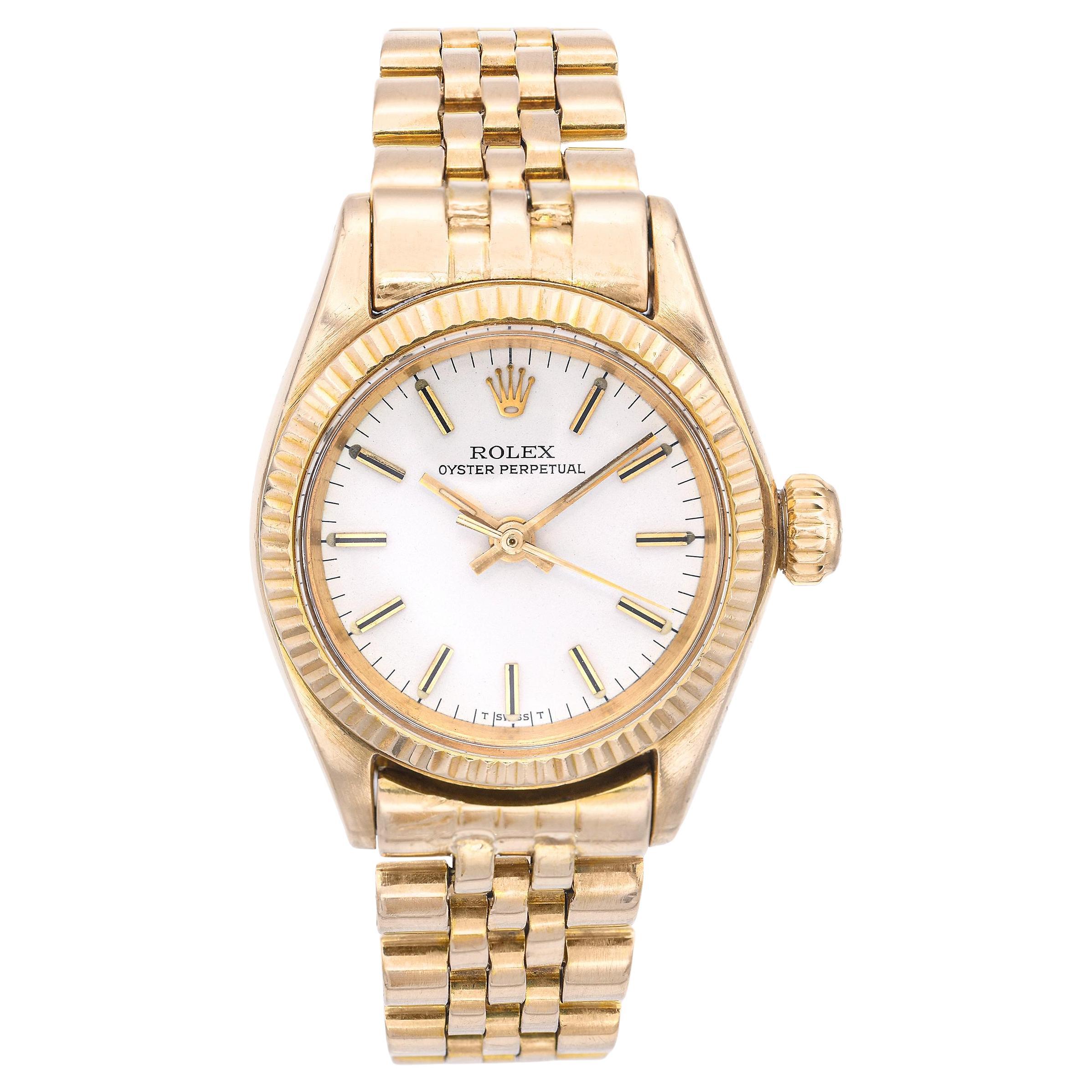 Vintage 18k Yellow Gold 1957 Rolex Oyster Perpetual Ladies Watch Ref. 6719 For Sale