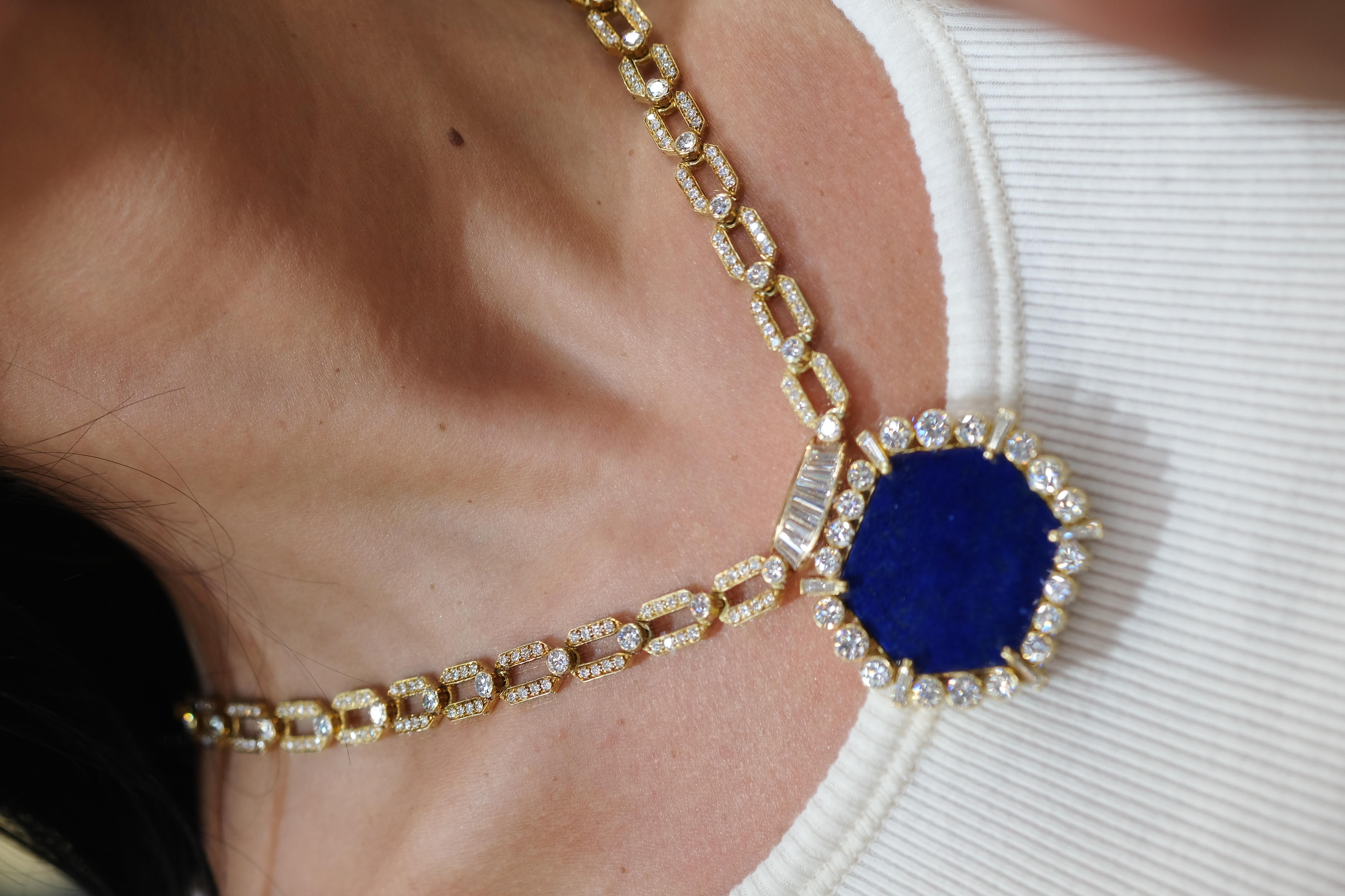 Collana a catena con diamanti e lapis d'epoca in oro giallo 18 carati degli anni '70 in vendita 7
